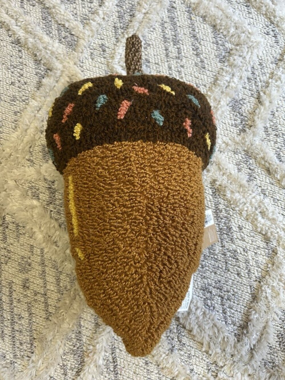 World Market Heavily Embellished Acorn Shaped Decorative Pillow 12x16" New